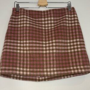 Joie Pink and Cream Plaid Mini Skirt